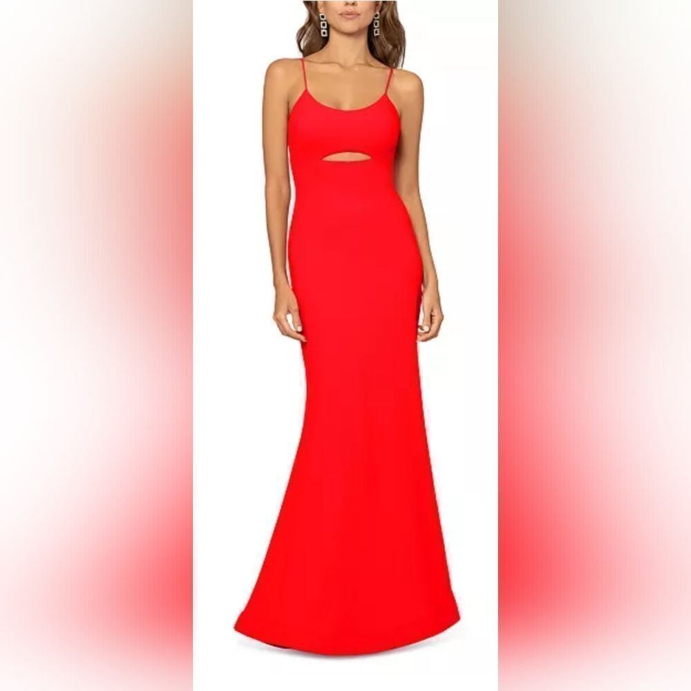 Betsy & Adam Spaghetti-Strap Cutout-Detail Long Sheath Dress NWT Size 10 Red